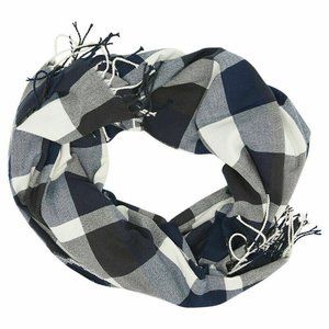 New🧣Plush Ultra Soft Plaid Scarf Navy, Charcoal Black, White🧣Fringe Luxurious